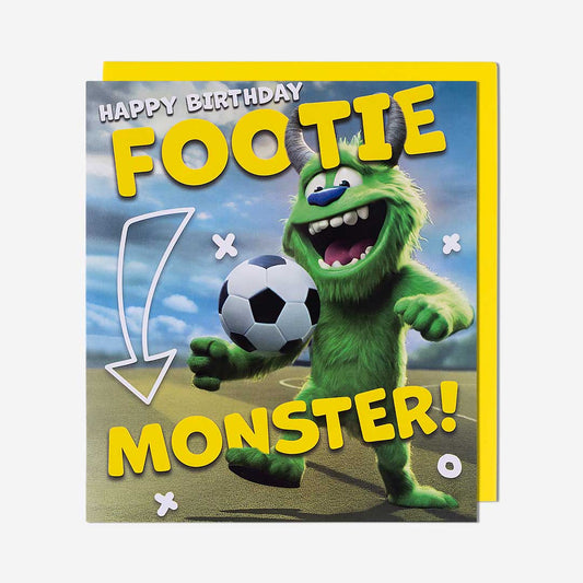 Green Footie Monster Birthday Card