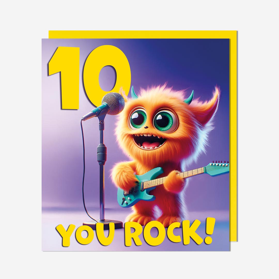Rockstar Monster 10th Birthday Card