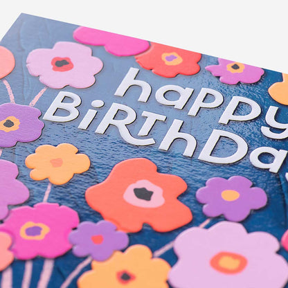 Floral Stripe Vase Birthday Card