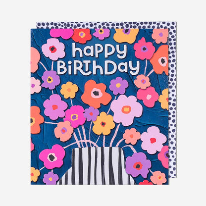 Floral Stripe Vase Birthday Card