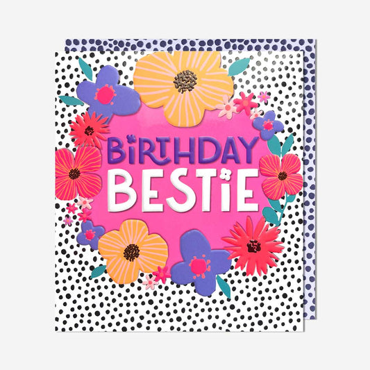 Birthday bestie spotty floral Birthday Card