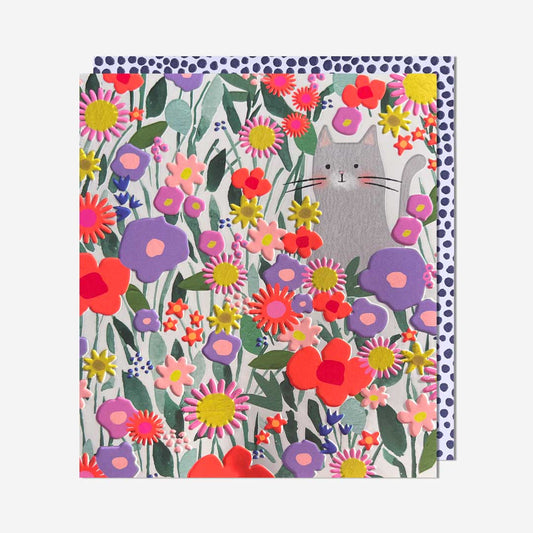 Floral cat birthday Blank Card