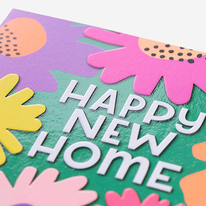 Green Floral New Home Card