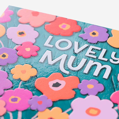 Lovely Mum Stripe Vase Floral Birthday Card