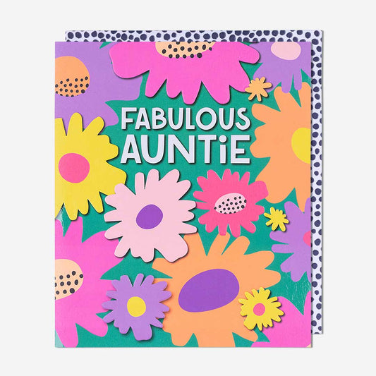 Fab Auntie Green Floral Birthday Card