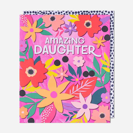 Amazing Daughter Pink Floral Birthday Card