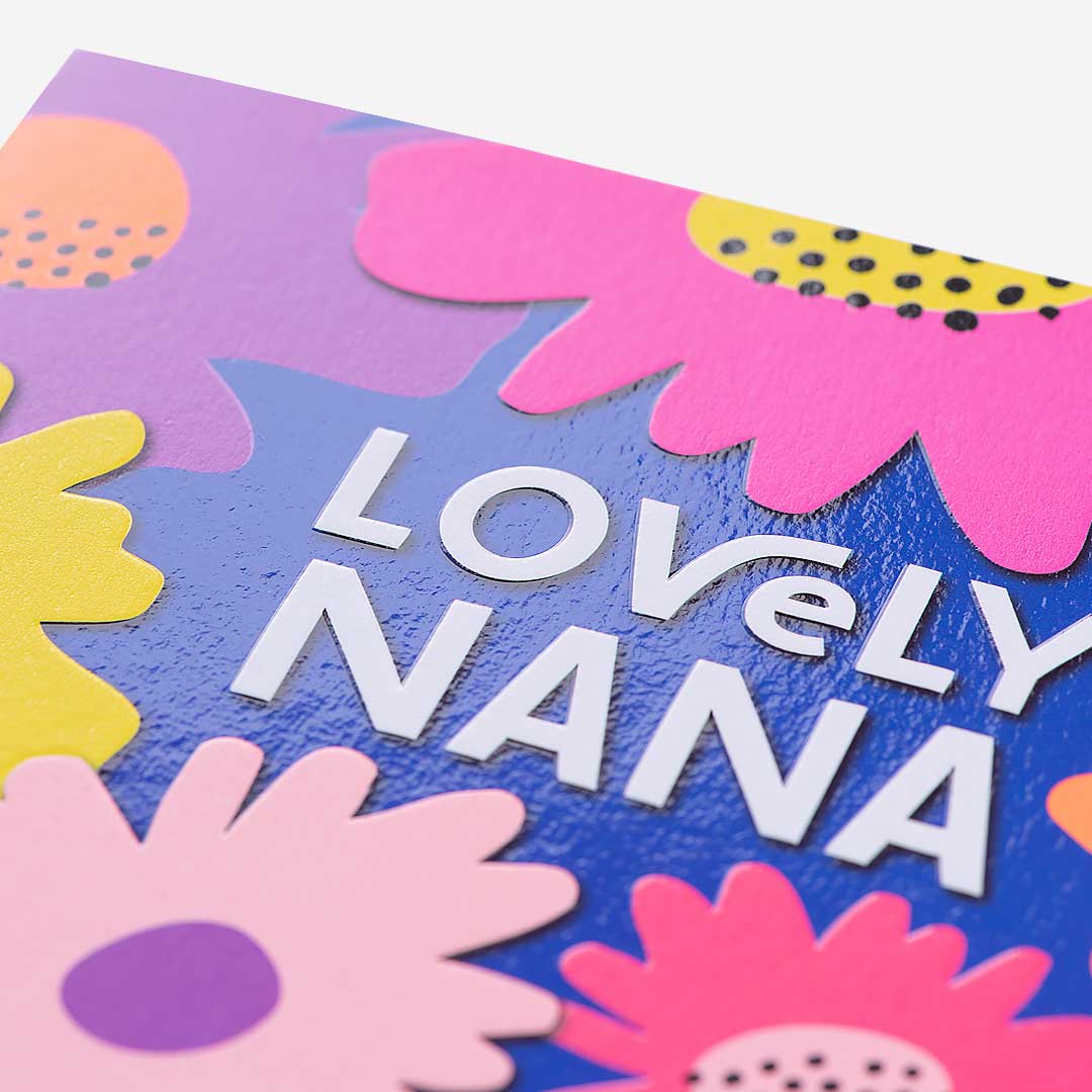 Blue Floral Nana Birthday Card