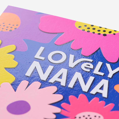 Blue Floral Nana Birthday Card