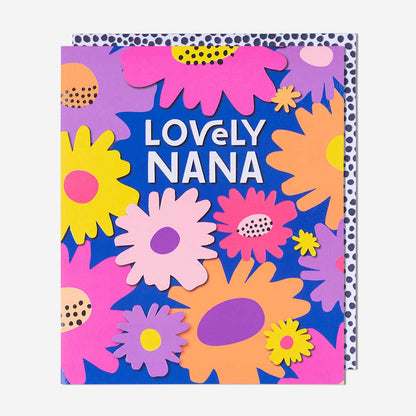 Blue Floral Nana Birthday Card