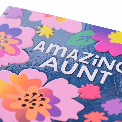 Amazing Aunt Blue Floral Birthday Card