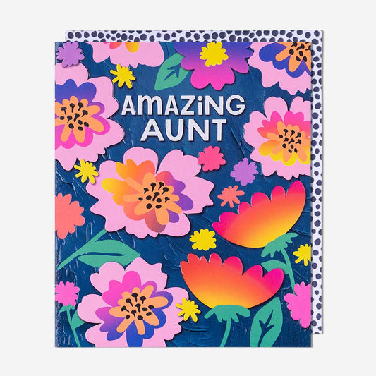 Amazing Aunt Blue Floral Birthday Card