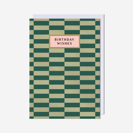 Green Checks Birthday Card
