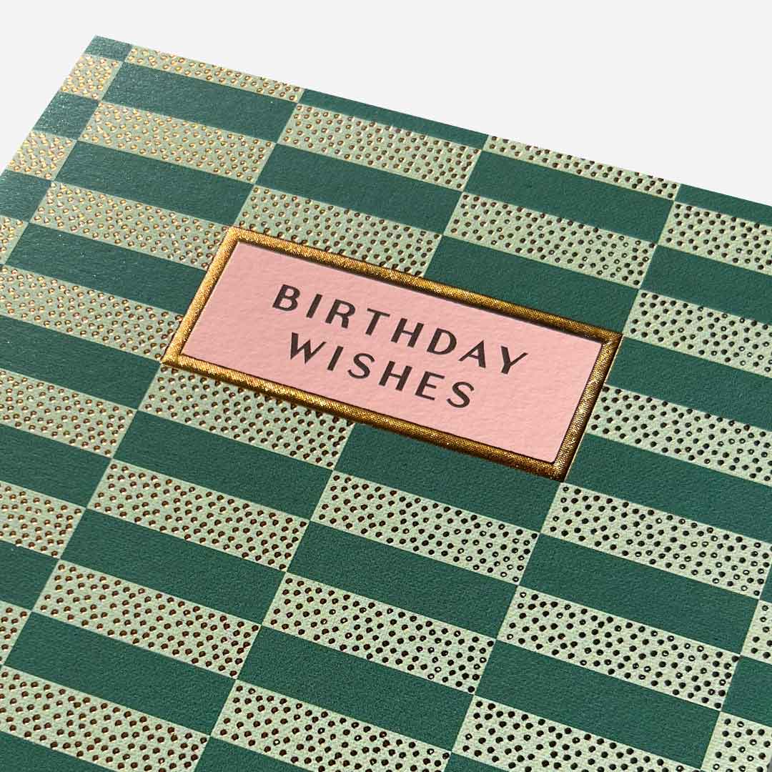 Green Checks Birthday Card