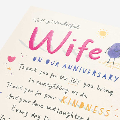 Wife Anniversary my world Anniversary Wife Card