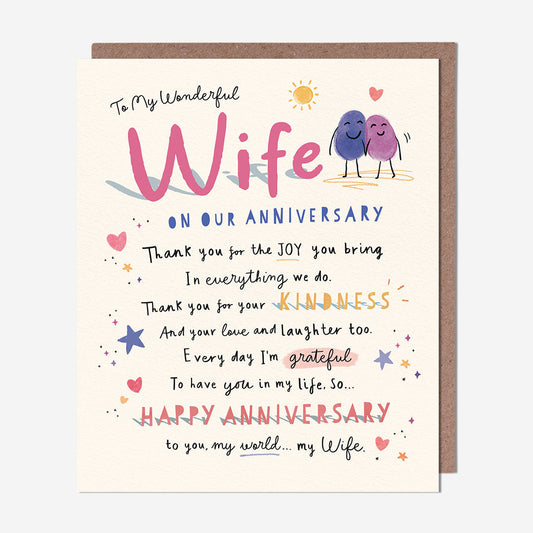 Wife Anniversary my world Anniversary Wife Card