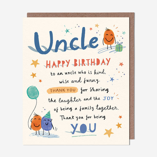 Uncle thank you for being you Uncle Birthday Card