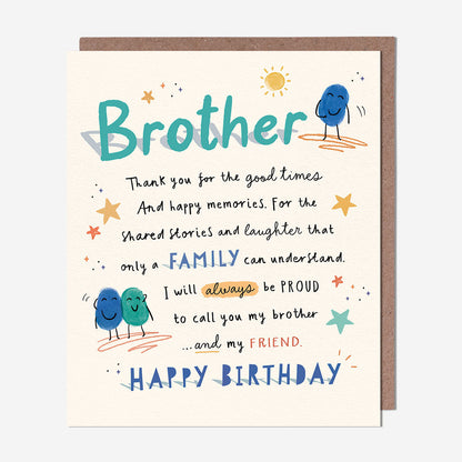 Brother and my friend Brother Birthday Card