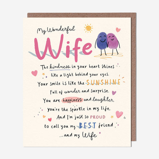 Wife kindness in your heart shines Wife Birthday Card