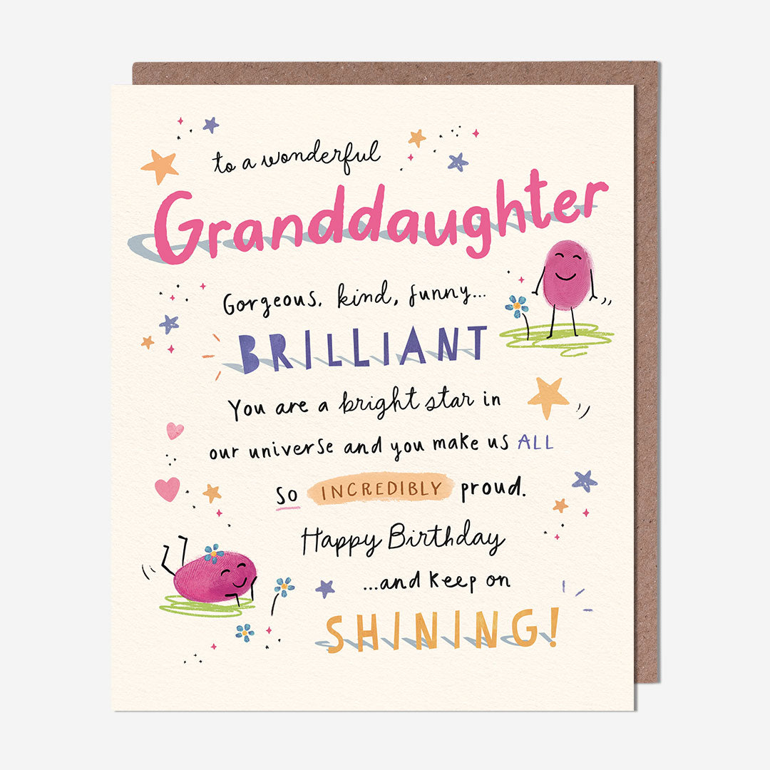 Gorgeous, Kind, Funny Granddaughter Birthday Card