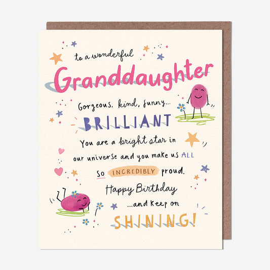 Gorgeous, Kind, Funny Granddaughter Birthday Card