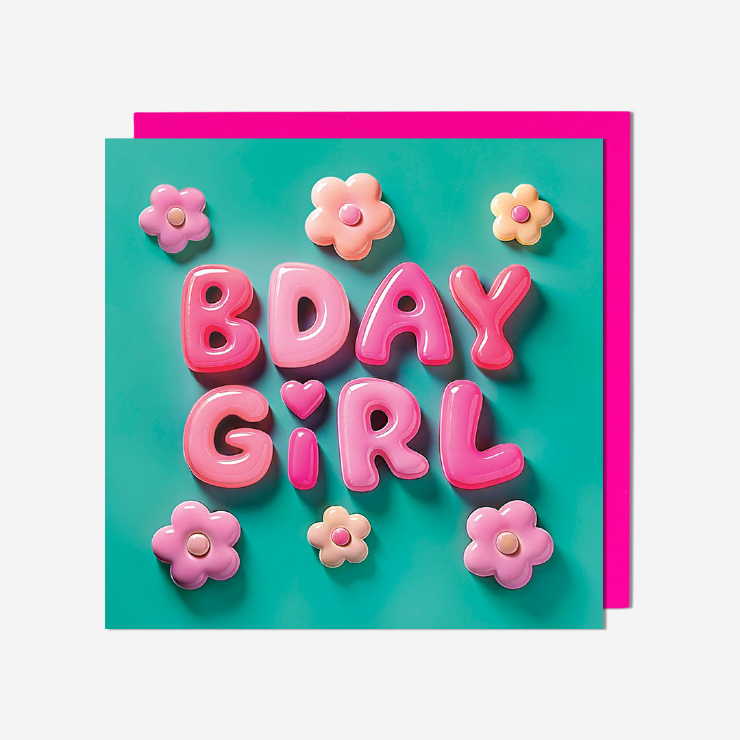 Bday Girl Flower Birthday Card