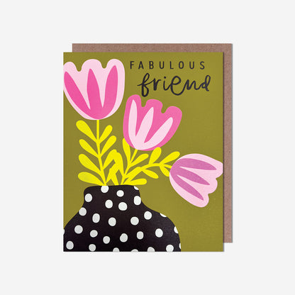 Green pink tulip vase