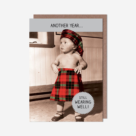 Kid Wearing A Kilt Birthday Card