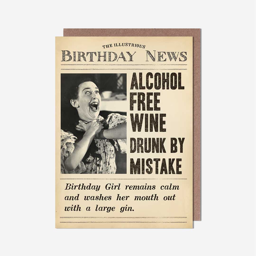 Washes Mouth Out With Gin Birthday Card