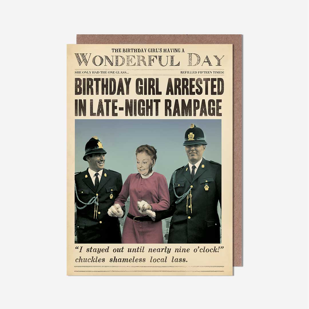 Birthday Girl Late Night Rampage Card