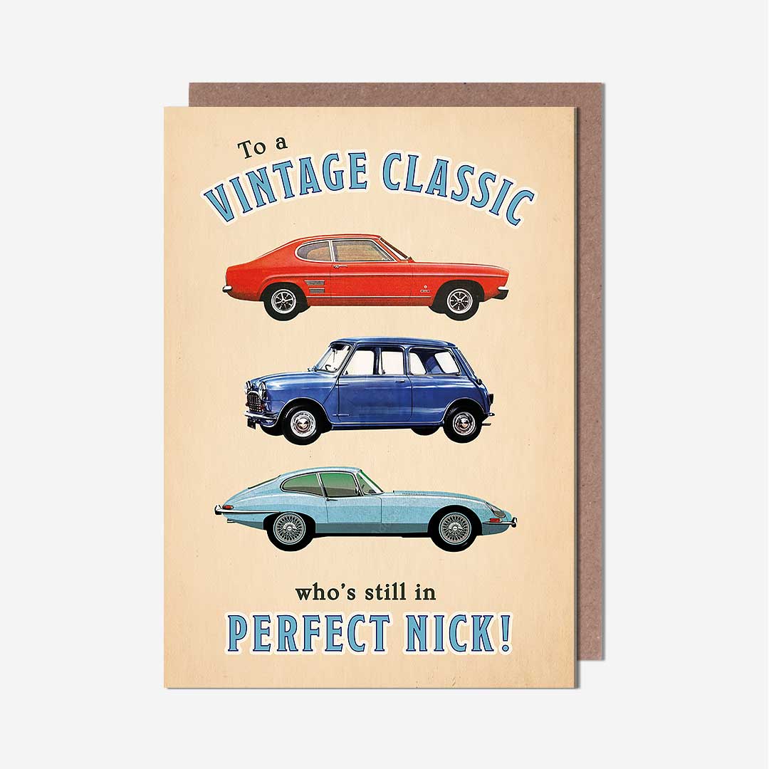 Perfect Nick Classic Cars Birthday Card