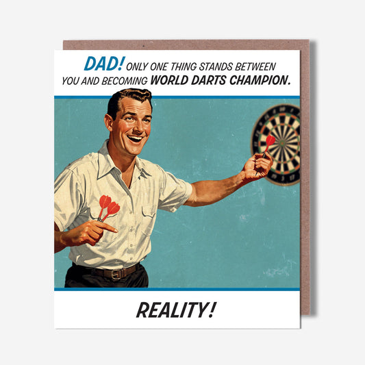 Dad World Darts Champion Card