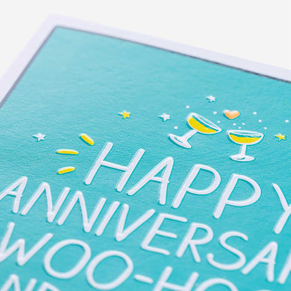 Woohoo And Cheers Anniversary Card
