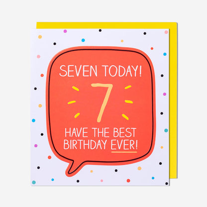 7 Best Birthday Ever! 7th Birthday Card
