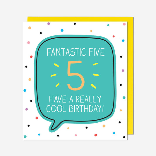 5 Fantastic Five Cool Birthday Dotty 5Th Birthday Card