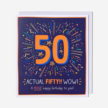 50 Actual Fifty Wow 50th Birthday Card