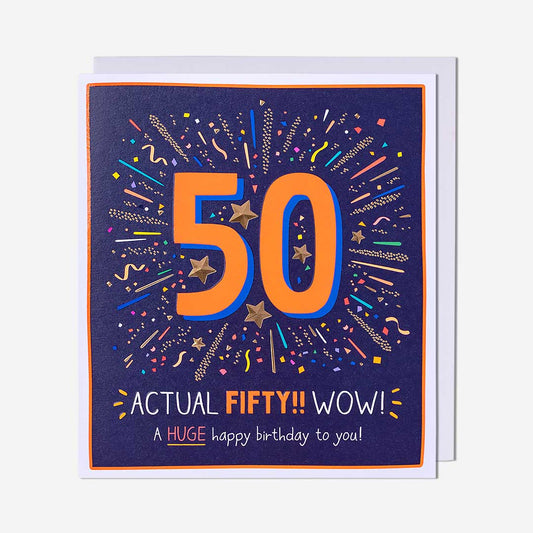 50 Actual Fifty Wow 50th Birthday Card