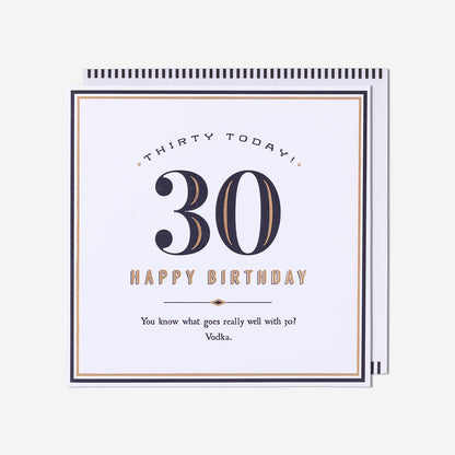 Thirty Today! What Goes Well With 30? Vodka 30th Birthday Card