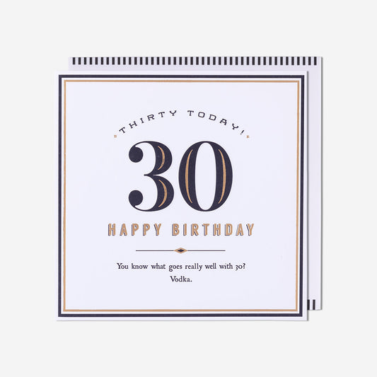 Thirty Today! What Goes Well With 30? Vodka 30th Birthday Card