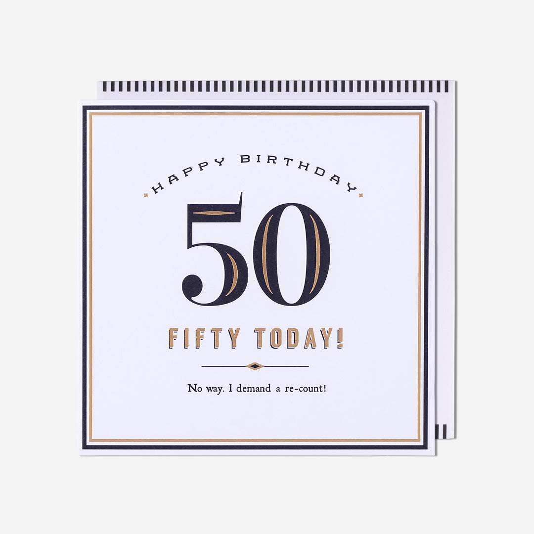 Fifty Today! Demand A Re-Count 50th Birthday Card