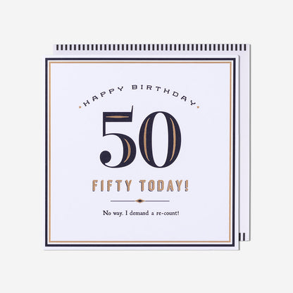 Fifty Today! Demand A Re-Count 50th Birthday Card
