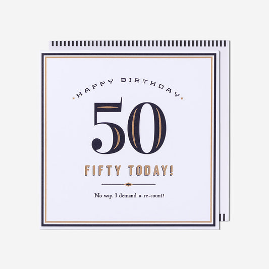 Fifty Today! Demand A Re-Count 50th Birthday Card
