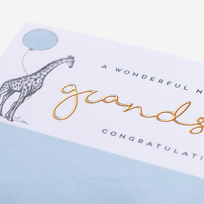 Giraffe Wonderful New Baby Grandson Card