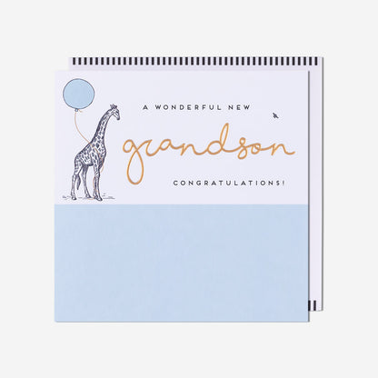 Giraffe Wonderful New Baby Grandson Card