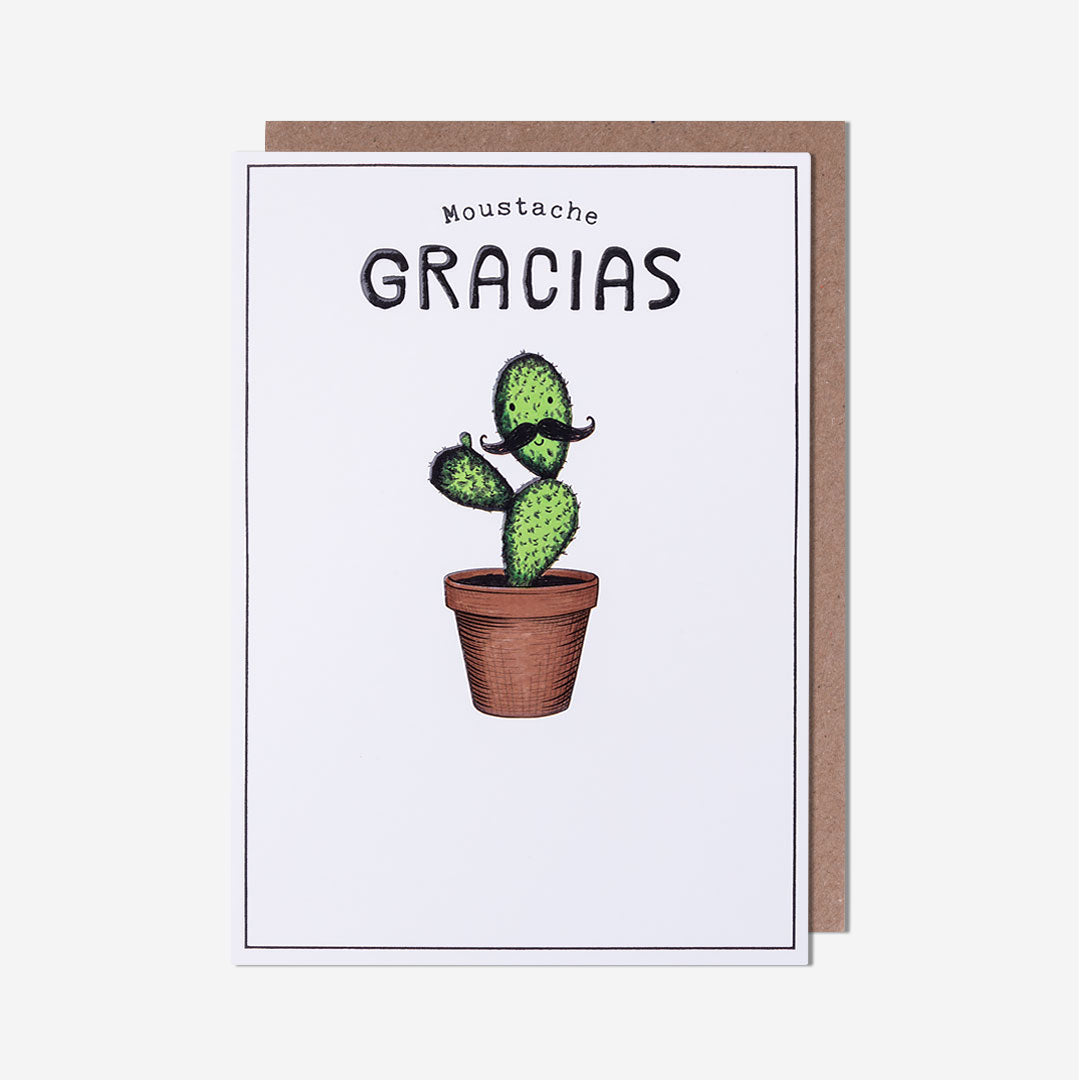 Moustache Gracias Thank You Card