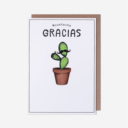 Moustache Gracias Thank You Card