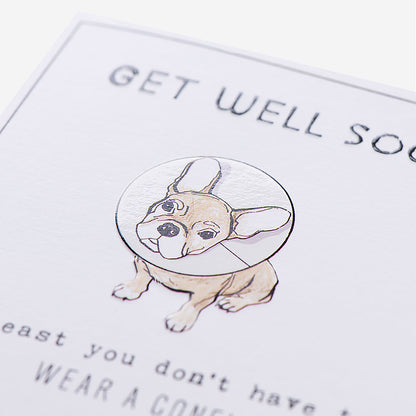 Pug Wear A Cone Get Well Soon Card