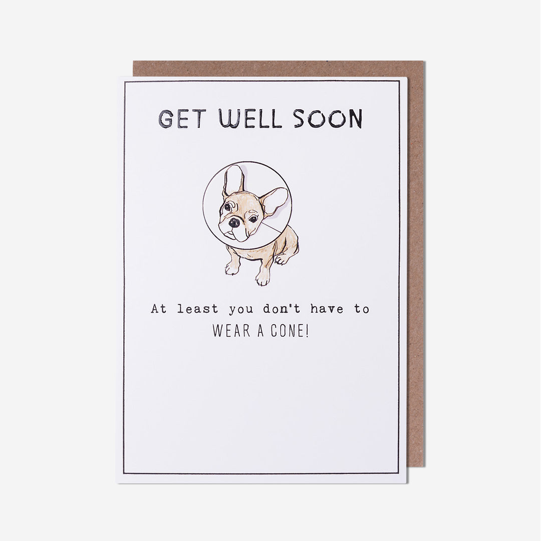 Pug Wear A Cone Get Well Soon Card