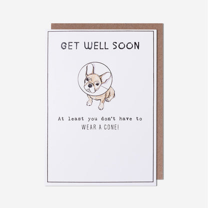 Pug Wear A Cone Get Well Soon Card