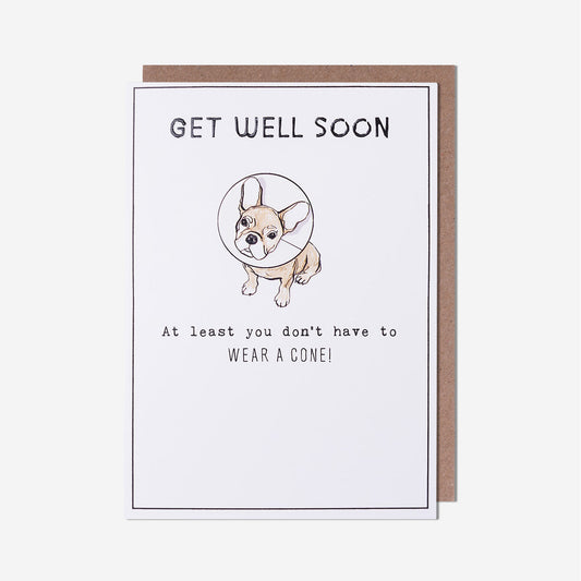 Pug Wear A Cone Get Well Soon Card