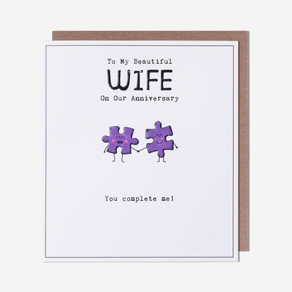 Puzzle Complete Me Wife Anniversary Card